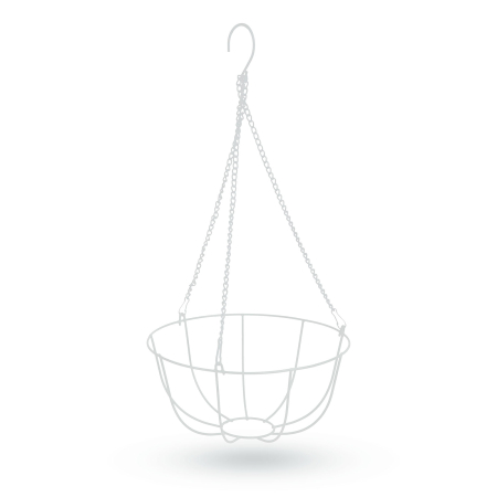 Organizare si Depozitare - Cos metalic agatat ghiveci flori, 25 cm, suport perete balcon, alb, re