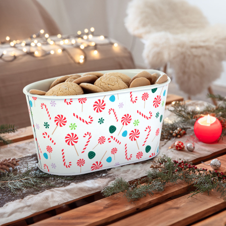 Casa si Gradina - Coș metalic de Crăciun - baston de zahăr - 19 x 11,5 x 9,5 cm