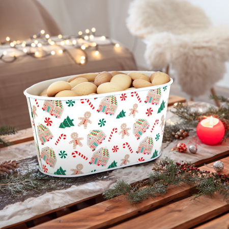 Casa si Gradina - Coș metalic de Crăciun - căsuță - 19 x 11,5 x 9,5 cm