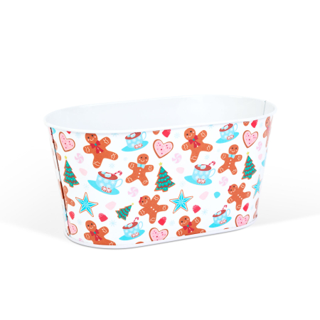 Coș metalic de Crăciun - model turtă dulce - 19 x 11,5 x 9,5 cm [1]