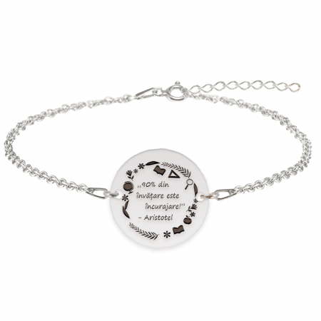 Bratari personalizate - Courage - Bratara personalizata "90% din invatare este incurajare" din argint 925