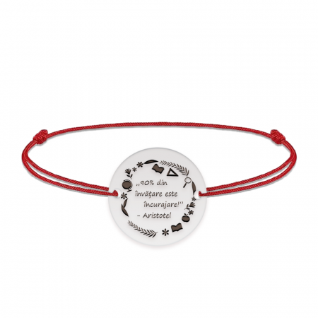 Courage - Bratara personalizata snur "90% din invatare este incurajare" din argint 925 [1]