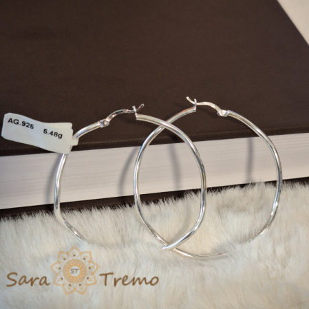 Creole luxury din argint - model curbat - diametru 5 cm [4]