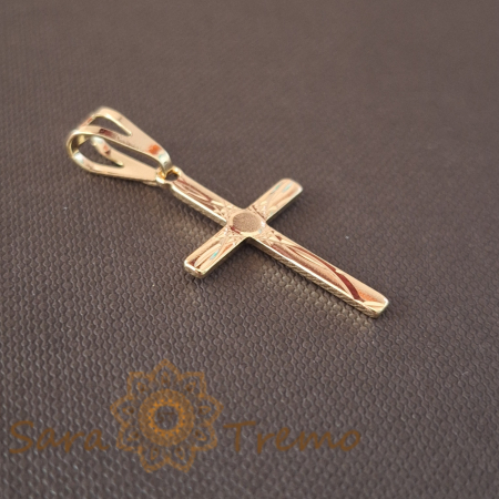 Cruce fină 3 cm cu gravuri de soare și raze – Simbol al Luminii divine [1]