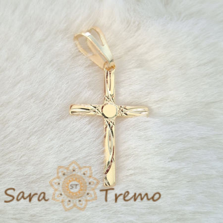 Cruce fină 3 cm cu gravuri de soare și raze – Simbol al Luminii divine [2]