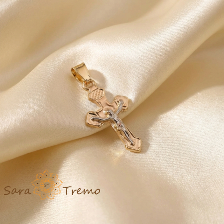 Bijuterii placate cu aur - Cruce clasică 2 cm placată cu aur, cu Iisus reliefat