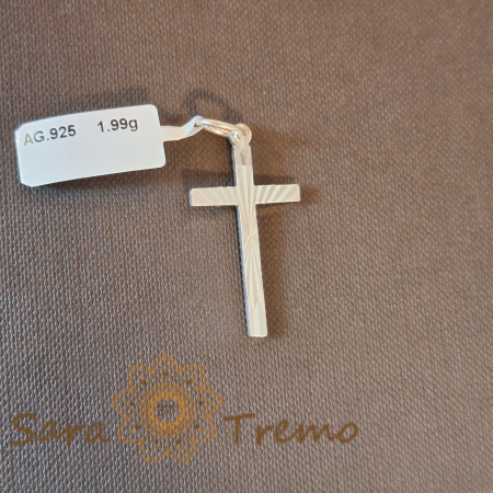 Cruce din argint 925 cu raze solare fin gravate - 3.5 cm [0]