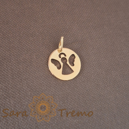 Pandantiv medalion tip bănuț cu îngeraș decupat, 1.5 cm [0]