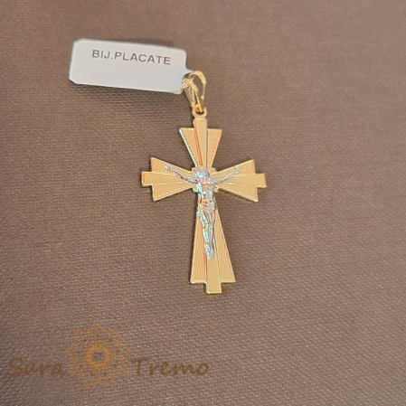 Cruce proeminenta placata cu aur Alpha - 4 cm [0]