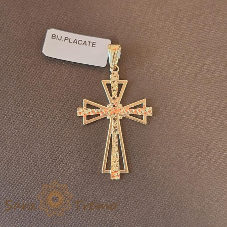 Talismane - Cruce suprapusa placata cu aur Alma - 4 cm