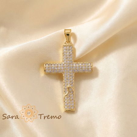 Pandantive - Cruciulita placata cu aur Crucea Bucuriei - 4.5 cm