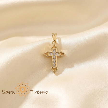 Bijuterii placate cu aur - Cruciuliță unisex placată cu aur – 2 cm, cu detalii fine și finisaj elegant