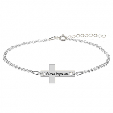Cruciulite din argint - Crux - Bratara personalizata argint cruce cu text