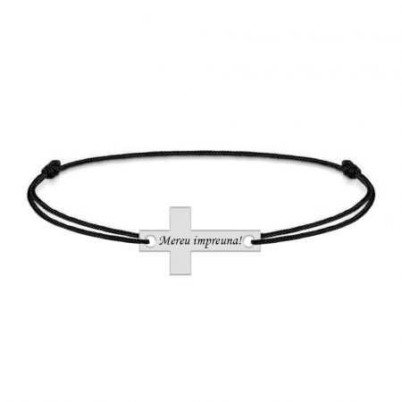 Crux - Bratara personalizata argint si snur cruce [1]
