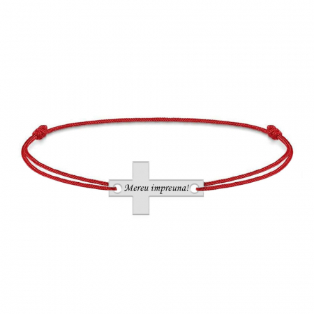 Crux - Bratara personalizata argint si snur cruce