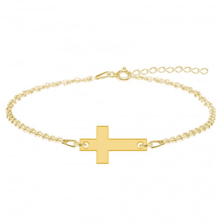 Crux - Bratara personalizata din argint placat cu aur galben 24K cruce cu text [1]