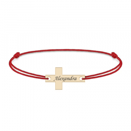 Bijuterii din aur - Crux - Bratara personalizata snur si cruciulita din Aur 14 karate - 0,18 grame, 14 x 8 mm