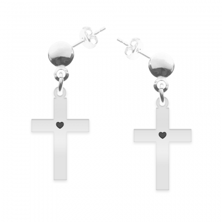 Cercei din argint - Crux - Cercei personalizati cruce cu tija din argint 925