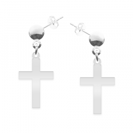Crux - Cercei personalizati cruce cu tija din argint 925 [1]
