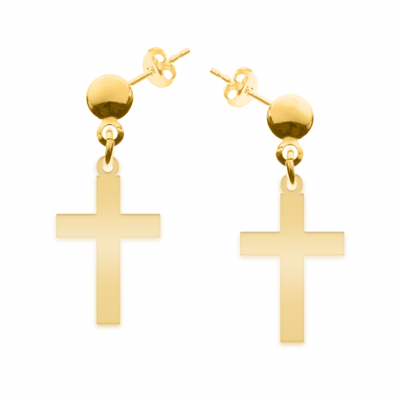 Crux - Cercei personalizati cruce cu tija din argint 925 placat cu aur galben 24K [1]
