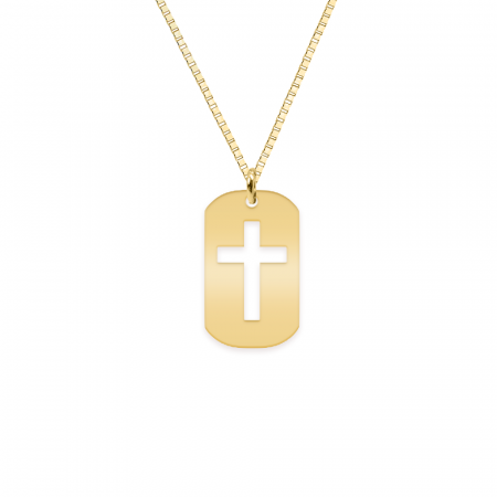 Crux - Colier personalizat dog tag cruciulita decupata din argint 925 placat cu aur galben 24K [1]