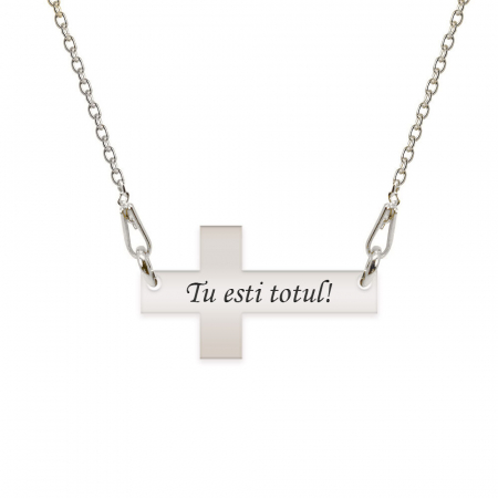 Lantisoare si coliere din argint - Crux - Colier personalizata argint 925 cruce cu text