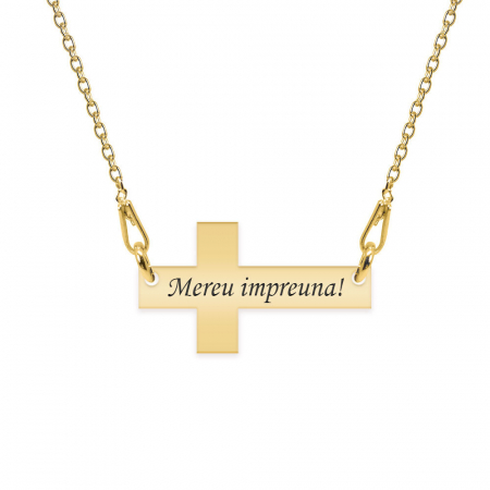 Cruciulite - Crux - Colier personalizata argint 925 placat cu aur galben 24K cruce cu text