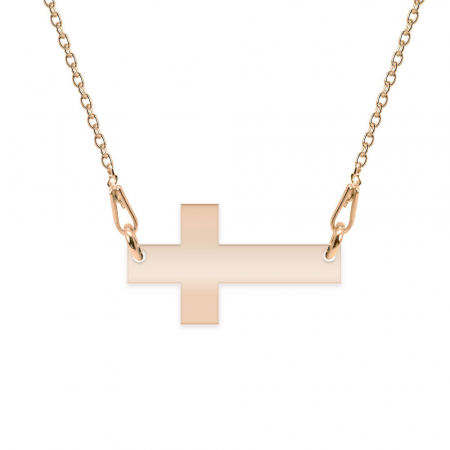 Crux - Colier personalizata argint 925 placat cu aur Roz cruce cu text [1]