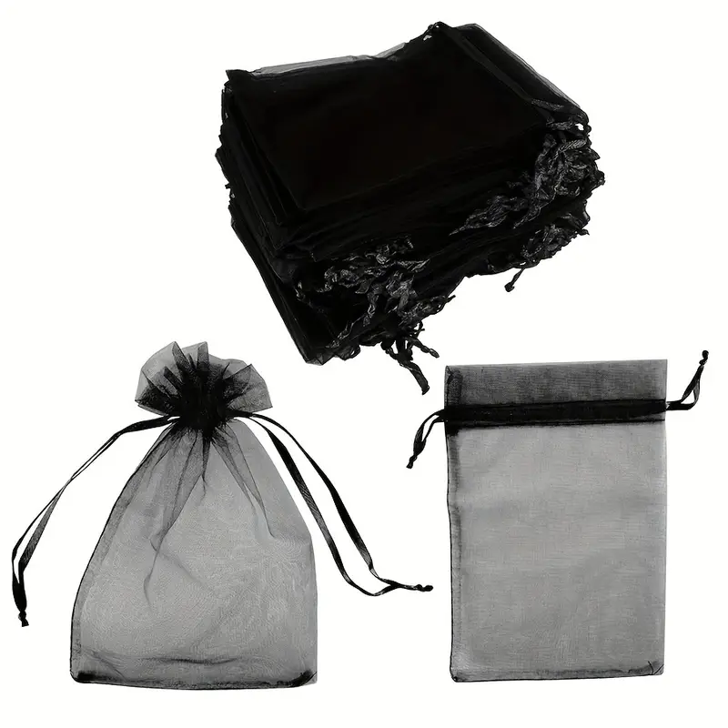 Accesorii - Săculeț din organza negru 10 cm – ambalaj elegant pentru bijuterii