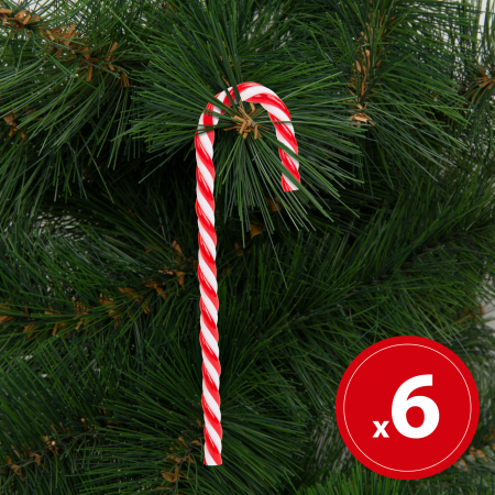 Casa si Gradina - Decor de Craciun batoane de zahar - 15,2 cm - rosu / alb - 6 bucati / pachet