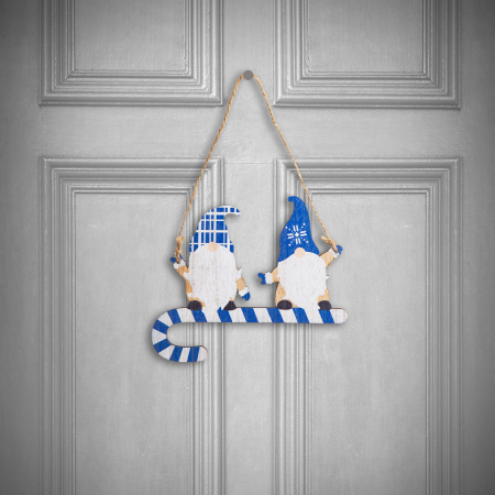 Articole de Sezon, Sarbatori si Evenimente - Decor de Craciun - Lemn, spiridus albastru - 15 cm