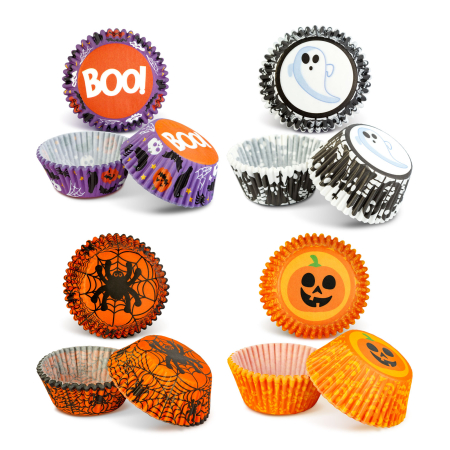 Casa si Gradina - Decor de Halloween - set de hârtie brioșă - 50 - 4 tipuri - 7 x 5 x 3.2 cm