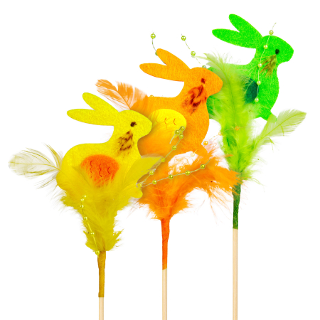 Decor Paste iepuras pe bat, decoratiune Paste pentru ghiveci si gradina, figurina iepure 23 cm [1]