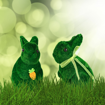 Articole de Sezon, Sarbatori si Evenimente - Decor Paste iepuras verde 15 cm, figurina iepure decorativ pentru masa si casa, decor Paste