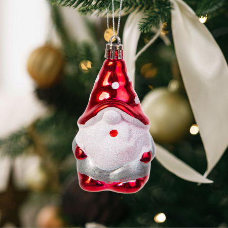 Articole de Sezon, Sarbatori si Evenimente - Decor pentru brad - Mos Craciun, sclipitor - 85 x 50 mm