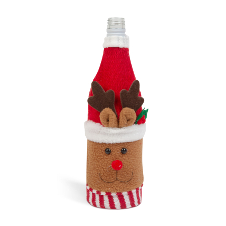 Articole de Sezon, Sarbatori si Evenimente - Decor sticlă băutură de Crăciun - ren 3D - poliester - 27 x 12 cm