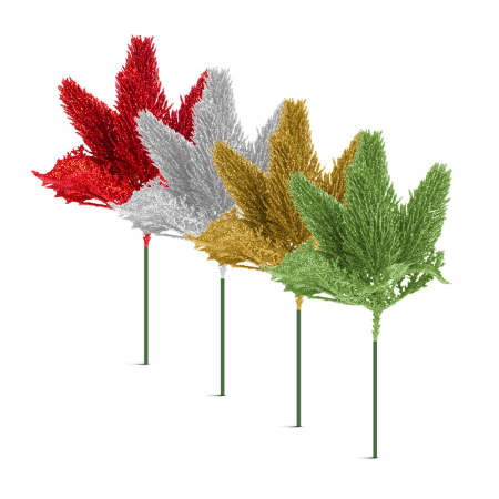 Casa si Gradina - Decorațiune de Crăciun - auriu, argintiu, roșu, verde - cu țăruș, pliabilă - 8 x 22 cm