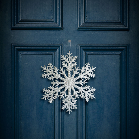 Articole de Sezon, Sarbatori si Evenimente - Decorațiune de Crăciun - fulg de zăpadă - argintiu sclipitor - de agățat - 31 cm