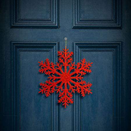 Articole de Sezon, Sarbatori si Evenimente - Decorațiune de Crăciun - fulg de zăpadă - Roșu sclipitor - de agățat - 31 cm