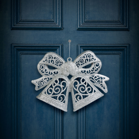 Articole de Sezon, Sarbatori si Evenimente - Decorațiune de Crăciun - fundă - de agățat - argintiu - 35 cm