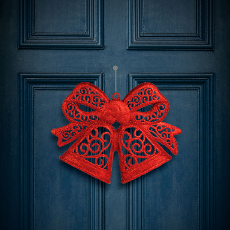 Casa si Gradina - Decorațiune de Crăciun - fundă - de agățat - roșu - 35 cm