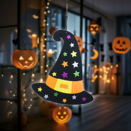 Pentru casa - Decorațiune de Halloween - pălărie de vrăjitoare - poate fi agățată - fetru - 38 x 33 cm