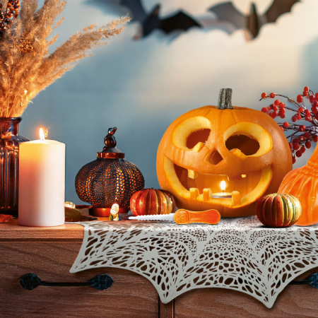 Casa si Gradina - Decorațiune de Halloween - suport păianjeni - argintiu - Ø37 cm - plastic