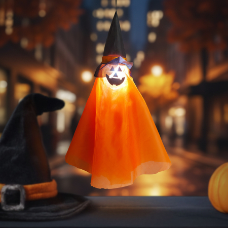 Pentru casa - Decorațiune iluminată de Halloween - dovleac - de agățat - LED RGB - 70 x 50 cm