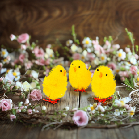 Articole de Sezon, Sarbatori si Evenimente - Decoratiune Paste, pui galbeni, set 3 buc, 6,7 x 5 cm, plastic si textile