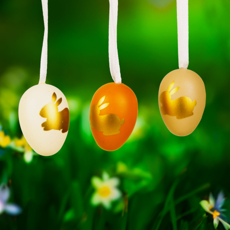 Articole de Sezon, Sarbatori si Evenimente - Decoratiune Paste, set oua, 3 modele, 3 cm, 12 buc, plastic colorat