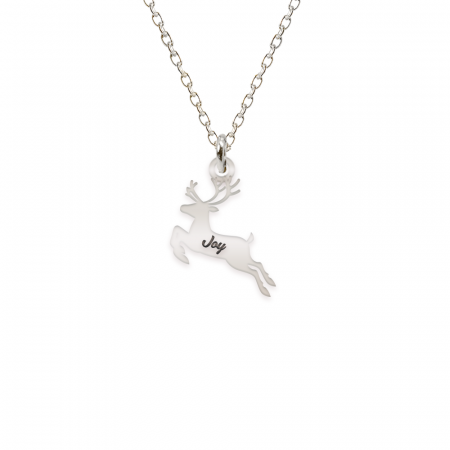 Bijuterii cu animale de companie - Deer - Colier personalizat ren si nume din argint 925