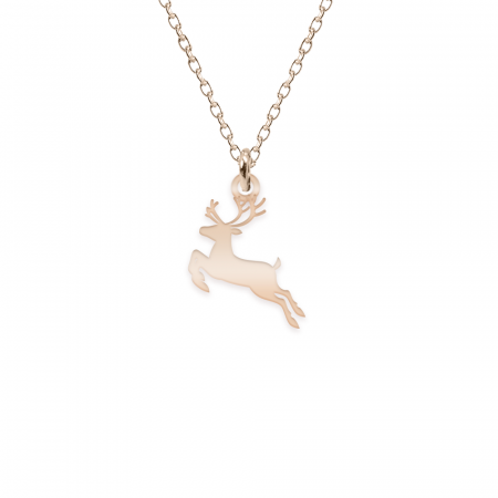 Deer - Colier personalizat ren si nume din argint 925 placat cu aur roz [1]