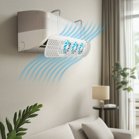 Casa si Gradina - Deflector aer conditionat reglabil 55-88 cm cu ventilatoare, deviere aer AC, protectie aer rece