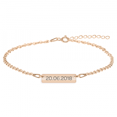 Bratari pentru picior - Deniz - Bratara personalizata pentru picior cu tablita din argint 925 placat cu aur roz